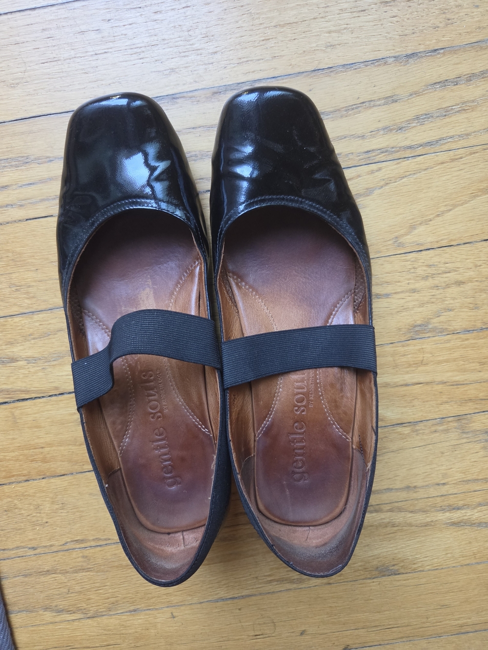 gentle souls Black Patent Leather Mary Jane Wedges